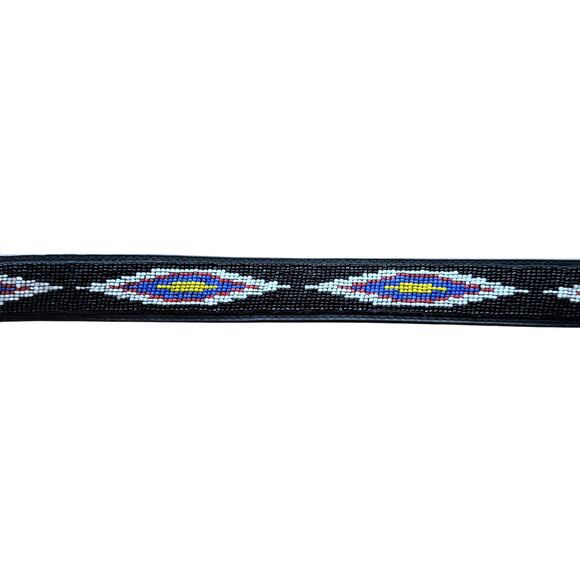 Billy belts of California black tooled leather belt with beadwork southwest 30 main image 6